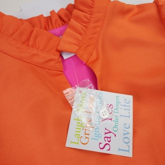 New Gretchen Scott Orange Ruffle Pocketed Dress Sz XS - Picture 6 of 16